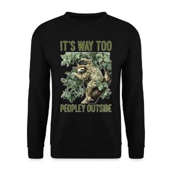 It's Way Too Peopley Outside - Unisex Pullover - Schwarz - Vorne - Alina (178cm) & Michal (187cm)