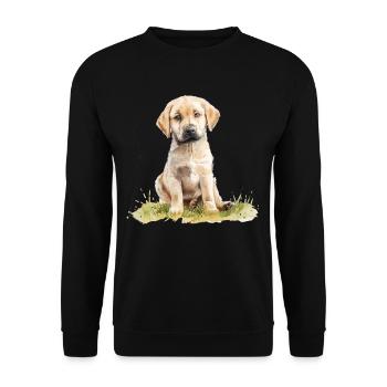 Cute Puppy Labrador Retriever Watercolor - Unisex Pullover - Schwarz - Vorne - Alina (178cm) & Michal (187cm)