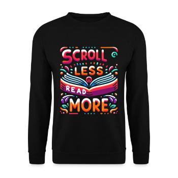 Scroll Less Read More 5 - Unisex Pullover - Schwarz - Vorne - Alina (178cm) & Michal (187cm)