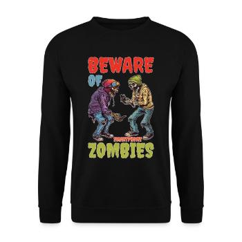 Beware Of Smartphone Zombies 2 - Unisex Pullover - Schwarz - Vorne - Alina (178cm) & Michal (187cm)