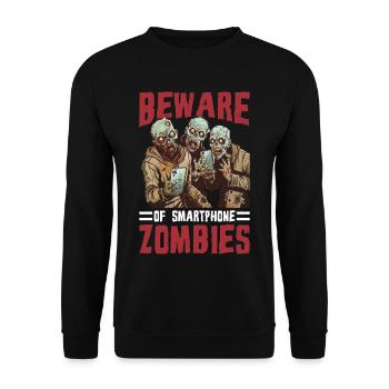 Beware Of Smartphone Zombies - Unisex Pullover - Schwarz - Vorne - Alina (178cm) & Michal (187cm)