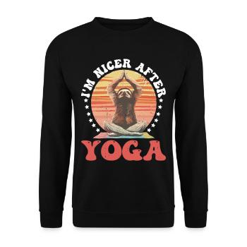 I'm Nicer After Yoga - Unisex Pullover - Schwarz - Vorne - Alina (178cm) & Michal (187cm)