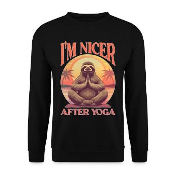 I'm Nicer After Yoga 2 - Unisex Pullover - Schwarz - Vorne - Alina (178cm) & Michal (187cm)