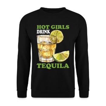 Hot Girls Drink Tequila - Unisex Pullover - Schwarz - Vorne - Alina (178cm) & Michal (187cm)