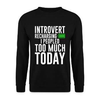 Introvert Recharging I Peopled Too Much Today 2 - Unisex Pullover - Schwarz - Vorne - Alina (178cm) & Michal (187cm)