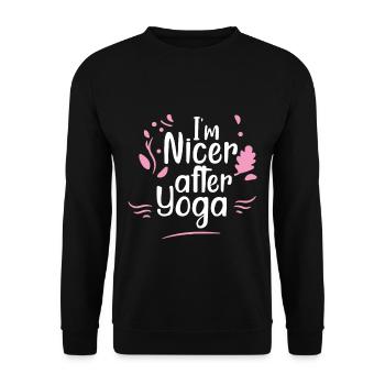 I'm Nicer After Yoga 4 - Unisex Pullover - Schwarz - Vorne - Alina (178cm) & Michal (187cm)