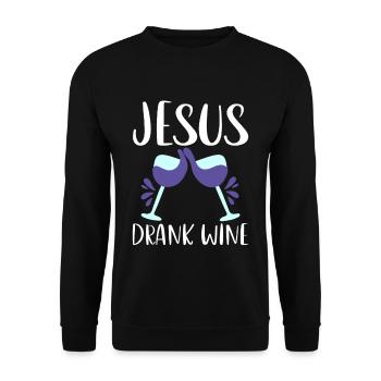 Jesus Drank Wine 4 - Unisex Pullover - Schwarz - Vorne - Alina (178cm) & Michal (187cm)