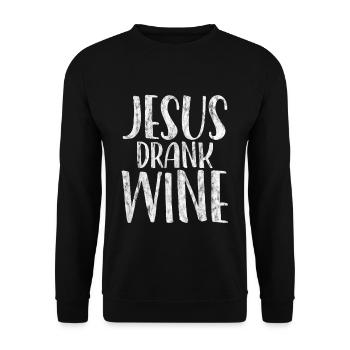 Jesus Drank Wine 5 - Unisex Pullover - Schwarz - Vorne - Alina (178cm) & Michal (187cm)