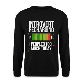 Introvert Recharging I Peopled Too Much Today 4 - Unisex Pullover - Schwarz - Vorne - Alina (178cm) & Michal (187cm)