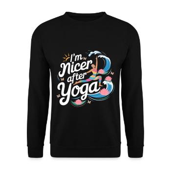 I'm Nicer After Yoga 6 - Unisex Pullover - Schwarz - Vorne - Alina (178cm) & Michal (187cm)