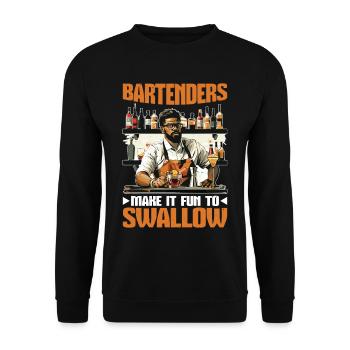 Bartenders Make It Fun To Swallow 5 - Unisex Pullover - Schwarz - Vorne - Alina (178cm) & Michal (187cm)