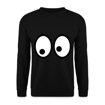 Augen die dich beobachten, zieht Blicke auf dich - Unisex Pullover - Schwarz - Vorne - Alina (178cm) & Michal (187cm)
