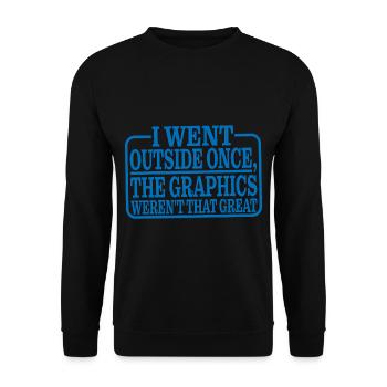 I Went Outside Once, The Graphics Weren't Great 3 - Unisex Pullover - Schwarz - Vorne - Alina (178cm) & Michal (187cm)