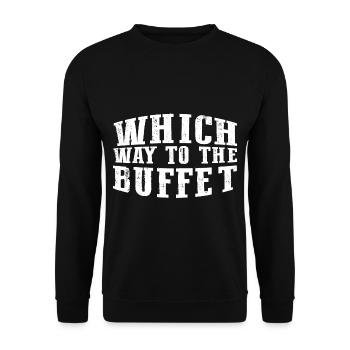 Which Way To The Buffet 33 - Unisex Pullover - Schwarz - Vorne - Alina (178cm) & Michal (187cm)