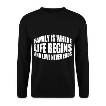 Family Is Where Life Begins And Love Never Ends 4 - Unisex Pullover - Schwarz - Vorne - Alina (178cm) & Michal (187cm)