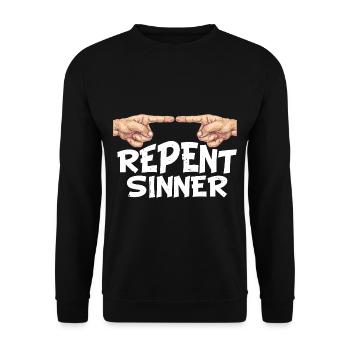 Repent Sinner 30 - Unisex Sweatshirt - black - Front - Alina (178cm) & Michal (187cm)
