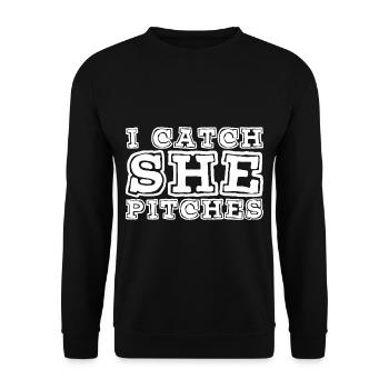I Catch She Pitches 3 - Unisex Pullover - Schwarz - Vorne - Alina (178cm) & Michal (187cm)