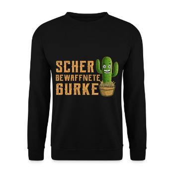 Schwer Bewaffnete Gurke Lustiger Spruch Kaktus - Unisex Pullover - Schwarz - Vorne - Alina (178cm) & Michal (187cm)