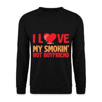 I Love My Smokin' Hot Boyfriend 4 - Unisex Pullover - Schwarz - Vorne - Alina (178cm) & Michal (187cm)