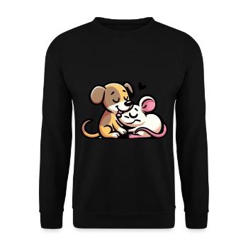 Câlin Chien Et Souris Amoureux - Sweat-shirt Unisexe - noir - Devant - Alina (178cm) & Michal (187cm)