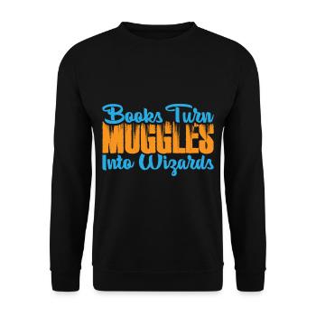 Books Turn Muggles Into Wizards 3 - Unisex Sweatshirt - black - Front - Alina (178cm) & Michal (187cm)