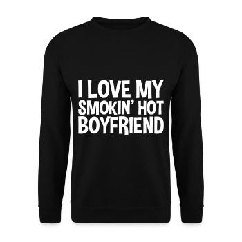 I Love My Smokin' Hot Boyfriend - Unisex Pullover - Schwarz - Vorne - Alina (178cm) & Michal (187cm)