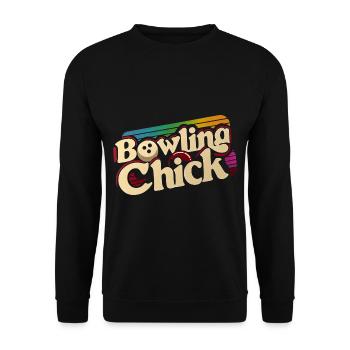 Bowling Chick 18 - Unisex Pullover - Schwarz - Vorne - Alina (178cm) & Michal (187cm)