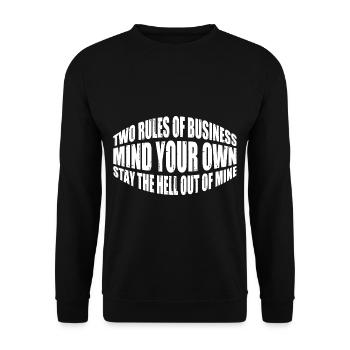 Deux règles d’affaires, faites attention à vos propres 16 - Sweat-shirt Unisexe - noir - Devant - Alina (178cm) & Michal (187cm)