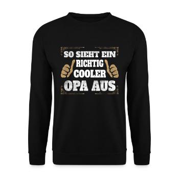 Geschenk für Opa Geburtstag Opa Geschenkidee - Unisex Pullover - Schwarz - Vorne - Alina (178cm) & Michal (187cm)