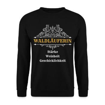 Waldläuferin | Dungeons n Dragons, DSA, RPG - Unisex Pullover - Schwarz - Vorne - Alina (178cm) & Michal (187cm)