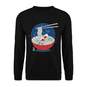 Great Ramen Wave / Great Ramen Wave vintage / aliments - Sweat-shirt Unisexe - noir - Devant - Alina (178cm) & Michal (187cm)