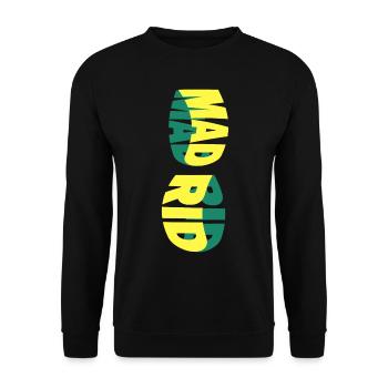 Madrid Spanien Stadt Skyline Schrift Bunt - Unisex Pullover - Schwarz - Vorne - Alina (178cm) & Michal (187cm)