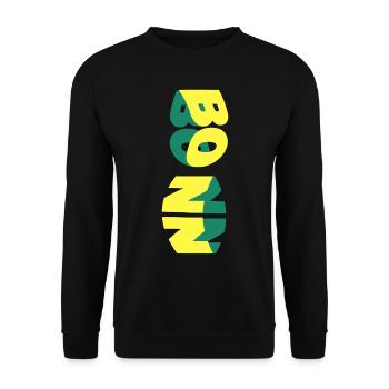 Bonn Deutschland Stadt Skyline Schrift Bunt - Unisex Pullover - Schwarz - Vorne - Alina (178cm) & Michal (187cm)