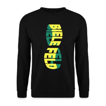 Bielefeld Deutschland Stadt Skyline Schrift Bunt - Unisex Pullover - Schwarz - Vorne - Alina (178cm) & Michal (187cm)