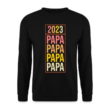 Vater 2023 Schwanger Werdender Papa - Unisex Pullover - Schwarz - Vorne - Alina (178cm) & Michal (187cm)