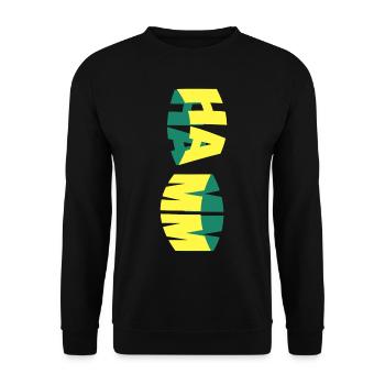 Hamm Deutschland Stadt Skyline Schrift Bunt - Unisex Pullover - Schwarz - Vorne - Alina (178cm) & Michal (187cm)