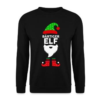 Weinachten Weihnachtself Bärtiger Elf Elfen - Unisex Pullover - Schwarz - Vorne - Alina (178cm) & Michal (187cm)