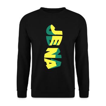 Jena Deutschland Stadt Skyline Schrift Bunt - Unisex Pullover - Schwarz - Vorne - Alina (178cm) & Michal (187cm)