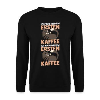 Chat avant mon premier café - Sweat-shirt Unisexe - noir - Devant - Alina (178cm) & Michal (187cm)