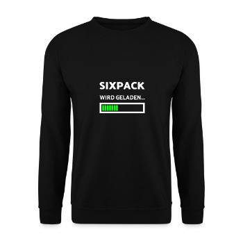 Lustiges Sport Design Sixpack wird geladen - Unisex Pullover - Schwarz - Vorne - Alina (178cm) & Michal (187cm)