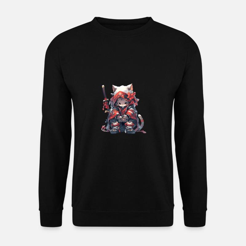 Cute Samurai Cat - Unisex Pullover - Schwarz