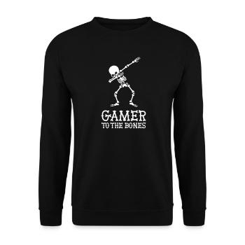 Gamer to the bones DAB DABBING Skeleton Gaming - Unisex Sweatshirt - black - Front - Alina (178cm) & Michal (187cm)