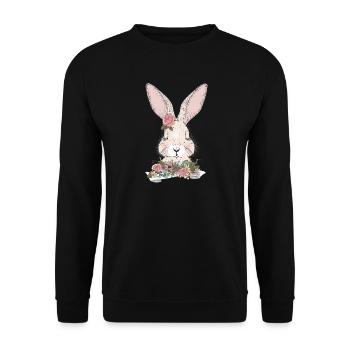 lapin de rêve avec ornement floral - Sweat-shirt Unisexe - noir - Devant - Alina (178cm) & Michal (187cm)