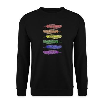 Feathers Rainbow - Unisex Sweatshirt - black - Front - Alina (178cm) & Michal (187cm)