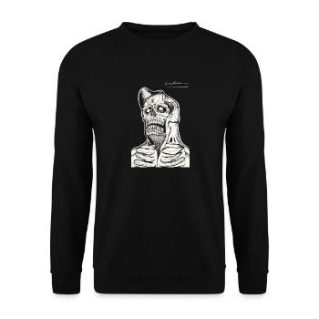 Dessin au trait du sweat à capuche tête de mort - Sweat-shirt Unisexe - noir - Devant - Alina (178cm) & Michal (187cm)