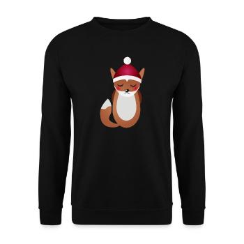 renard mignon avec chapeau de Noël du Père Noël - Sweat-shirt Unisexe - noir - Devant - Alina (178cm) & Michal (187cm)