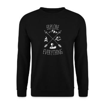Entdecken Sie alles draußen - Unisex Pullover - Schwarz - Vorne - Alina (178cm) & Michal (187cm)