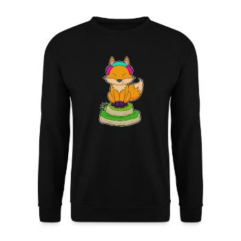 Fuchs Kopfhörer Musik - Unisex Pullover - Schwarz - Vorne - Alina (178cm) & Michal (187cm)