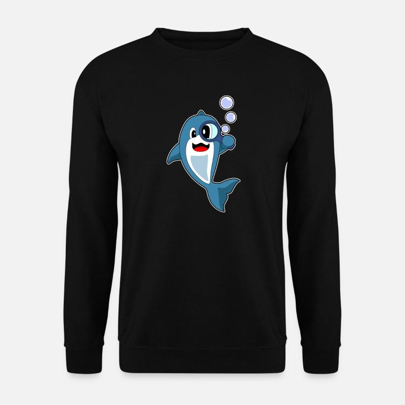 Loupe détective dauphin - Sweat-shirt Unisexe - noir