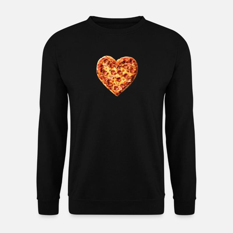 Herz-Pepperoni Pizza Muster - Unisex Pullover - Schwarz